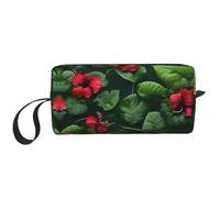 DRTGEDS Bolsa pequeña con cremallera con hojas de vegetación con flores de hibisco, mini estuche de transporte de maquillaje de viaje, bolsa de cosméticos, electrónica portátil, Hojas de vegetación