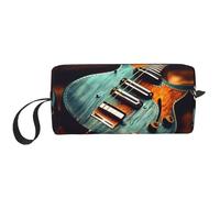 DRTGEDS Bolsa pequeña con cremallera con patrones de guitarra musical, mini estuche de transporte de maquillaje de viaje, bolsa de cosméticos, electrónica portátil, patrones de guitarra musical, talla