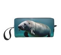 DRTGEDS Bolsa pequeña con cremallera de animales de manatí, mini estuche de transporte de maquillaje de viaje, bolsa de cosméticos, electrónica portátil, Animal manatí, Talla única