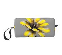 DRTGEDS Bolsa pequeña con cremallera de flores amarillas y grises, mini estuche de transporte de maquillaje de viaje, bolsa de cosméticos, electrónica portátil, Flor gris amarilla, Talla única