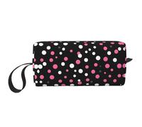 DRTGEDS Bolsa pequeña con cremallera de lunares negros, mini estuche de transporte de maquillaje de viaje, bolsa de cosméticos, electrónica portátil, Negro (Black Polka Dots), Talla única