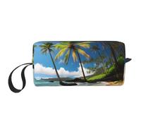 DRTGEDS Bolsa pequeña con cremallera, diseño de palmera tropical Hawaii Beach, mini estuche de transporte de maquillaje de viaje, bolsa de cosméticos, electrónica portátil, Palmera tropical Playa