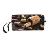 DRTGEDS Bolsa pequeña de corcho con cremallera para botella de vino, mini estuche de transporte de maquillaje de viaje, bolsa de cosméticos, electrónica portátil, Corcho para botella de vino, Talla