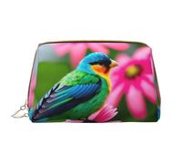 DRTGEDS Bolsas de cosméticos coloridas con flores y pájaros para mujer, pequeña bolsa de maquillaje para bolso, bolsa de maquillaje de viaje, color blanco, talla única, White, Talla única