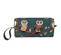 DRTGEDS Bolsas de cosméticos con diseño de búhos en ramas de árbol para mujer, bolsa de maquillaje pequeña para bolso, bolsa de maquillaje de viaje con cremallera, Búhos en ramas de árboles, Talla