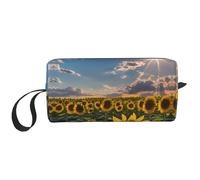 DRTGEDS Bolsas de cosméticos con diseño de girasoles para mujer, bolsa de maquillaje pequeña para bolso, bolsa de maquillaje de viaje con cremallera, Girasoles y luz solar, Talla única