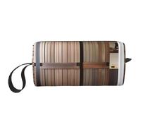 DRTGEDS Bolsas de cosméticos con diseño floral de puerta de granero verde azulado para mujer, bolsa de maquillaje pequeña para bolso, bolsa de maquillaje de viaje con cremallera, Puerta de granero