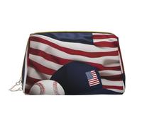 DRTGEDS Bolsas de cosméticos de béisbol y bandera estadounidense para mujer, bolsa de maquillaje pequeña para bolso, bolsa de maquillaje de viaje, Blanco, Talla única