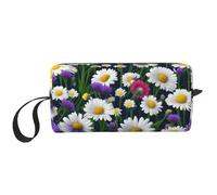 DRTGEDS Bolsas de cosméticos para mujer, diseño de flores silvestres y acianos, bolsa de maquillaje pequeña para bolso, bolsa de maquillaje de viaje con cremallera, Flores silvestres y margaritas de