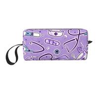 DRTGEDS Bolsas de maquillaje moradas con patrón de enfermera para mujer, bolsa de maquillaje pequeña para bolso, bolsa de maquillaje de viaje con cremallera, Patrón de enfermera morado., Talla única