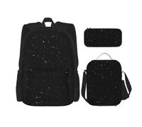 DRTGEDS Bonita mochila de lunares 3 en 1, mochila casual con fiambrera, bolsa para lápices, resistente al agua, negro con brillo, Talla única, Mochilas Daypack