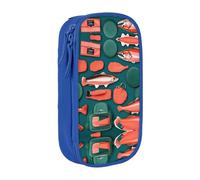 DRTGEDS Bonito estuche con patrón de salmón, estuche estético para bolígrafos, estuche de colores con cremallera, almacenamiento de papelería Kawaii, Blue, Talla única, Deportivo