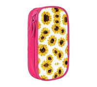 DRTGEDS Bonito estuche de girasol, estuche estético para bolígrafos, estuche de lápices de colores con cremallera, almacenamiento de papelería Kawaii, Pink, Talla única, Deportivo