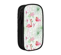 DRTGEDS Bonito estuche para lápices, diseño de flamenco floral, estuche estético, estuche de lápices de colores con cremallera, almacenamiento de artículos de papelería Kawaii, Black, Talla única,