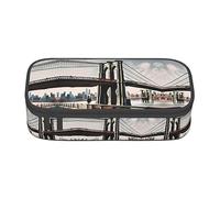 DRTGEDS Brooklyn Bridge S - Estuche para lápices de gran capacidad con 4 compartimentos para hombres y mujeres