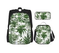 DRTGEDS Brooklyn Bridge S Mochila con fiambrera, juego 3 en 1 con estuche para lápices, mochila de gran capacidad con correa para el pecho, Hierbas con flores y plantas herbáceas, Talla única,