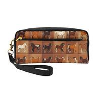 DRTGEDS Caballo marrón bolsa de cosméticos de viaje,bolsas de maquillaje para mujeres organizador de maquillaje caso, esenciales de viaje, Negro 1, One size