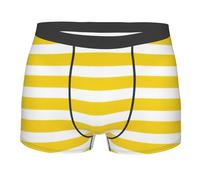 DRTGEDS Calzoncillos tipo bóxer con estampado de rayas amarillas, absorben la humedad y son transpirables, ropa interior para hombre, Negro, XL