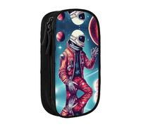 DRTGEDS Cool Man In Outer Space Galaxy - Estuche para lápices, estuche estético para bolígrafos, estuche de colores con cremallera, almacenamiento de papelería Kawaii, Black, Talla única, Deportivo