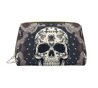 DRTGEDS Cráneo Yoga y Flores Bolsas de Cosméticos para Mujeres Bolsa de Cosméticos Pequeña Bolsa de Maquillaje Bolsa de Maquillaje de Viaje, Blanco, Talla Única, Blanco, One Size