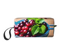 DRTGEDS Cubo con bolsa pequeña llena de cerezas con cremallera, mini estuche de transporte de maquillaje de viaje, bolsa de cosméticos, electrónica portátil, Cubo lleno de cerezas, Talla única