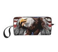 DRTGEDS Eagle With USA Flag - Bolsa pequeña con cremallera, mini estuche de transporte de maquillaje de viaje, bolsa de cosméticos, electrónica portátil, Águila con bandera de Estados Unidos, Talla