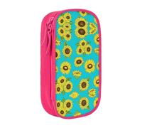 DRTGEDS Estuche para lápices con diseño de girasoles, estuche estético para bolígrafos, estuche de colores con cremallera, almacenamiento de papelería Kawaii, Pink, Talla única, Deportivo