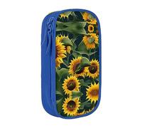 DRTGEDS Estuche para lápices con diseño de girasoles y plantas, estuche estético para bolígrafos, estuche de colores con cremallera, almacenamiento de papelería Kawaii, Blue, Talla única, Deportivo
