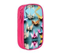 DRTGEDS Estuche para lápices con diseño de grulla de papel de origami, estuche estético, estuche de lápices de colores con cremallera, almacenamiento de oficina Kawaii, Pink, Talla única, Deportivo