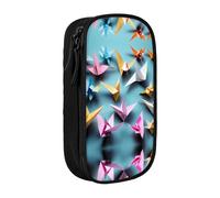 DRTGEDS Estuche para lápices con diseño de grullas de papel de origami, estuche estético para bolígrafos, estuche de lápices de colores con cremallera, almacenamiento de artículos de papelería Kawaii,