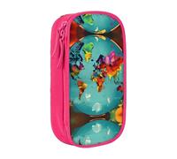 DRTGEDS Estuche para lápices con diseño de mapa del mundo, estuche estético para bolígrafos, estuche de colores con cremallera, almacenamiento de papelería Kawaii