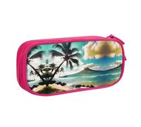 DRTGEDS Estuche para lápices con diseño de palmeras tropicales de playa de gran capacidad, bolsa para bolígrafos, bolsa de papelería para oficina, Pink, Talla única, Deportivo