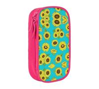 DRTGEDS Estuche para lápices con patrón de girasoles, estuche para lápices multiranura, bolsa portátil para lápices, estuche de colores para oficina