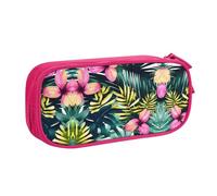 DRTGEDS Estuche para lápices de flores hawaianas tropicales de verano con hojas de palma, gran capacidad, bolsa para bolígrafos, bolsa de papelería para oficina, Pink, Talla única, Deportivo