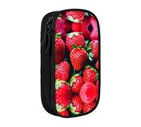 DRTGEDS Estuche para lápices de fresa fresca, estuche estético para bolígrafos, estuche de colores con cremallera, almacenamiento de papelería Kawaii, Black, Talla única, Deportivo