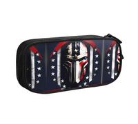 DRTGEDS Estuche para lápices de gran capacidad, con la bandera de Estados Unidos, espartano de Estados Unidos, estuche para bolígrafos, estuche de papelería para oficina, Black, Talla única, Deportivo