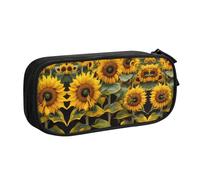 DRTGEDS Estuche para lápices de gran capacidad, diseño de girasoles, bolsa para bolígrafos, estuche de papelería para oficina, Black, Talla única, Deportivo