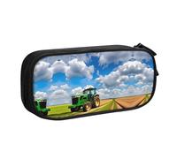 DRTGEDS Estuche para lápices de gran capacidad, diseño de tractor bajo cielo azul y nubes blancas, NEGRO, One Size, Deportivo