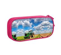 DRTGEDS Estuche para lápices de gran capacidad, diseño de tractor bajo cielo azul y nubes blancas, Rosa, One Size, Deportivo