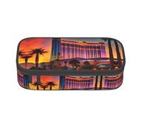 DRTGEDS Estuche para lápices de Las Vegas Sunset de gran capacidad con 4 compartimentos para hombres y mujeres