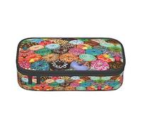 DRTGEDS Estuche para lápices de líneas coloridas, estuche para lápices multiranura, bolsa portátil para lápices, estuche de colores para oficina, Donas, Talla única, Deportivo