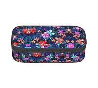 DRTGEDS Estuche para lápices de líneas coloridas, estuche para lápices multiranura, bolsa portátil para lápices, estuche de colores para oficina, azul floral, Talla única, Deportivo