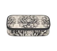 DRTGEDS Estuche para lápices Namaste de flor de loto de gran capacidad con 4 compartimentos para hombres y mujeres, Black, Talla única, Deportivo