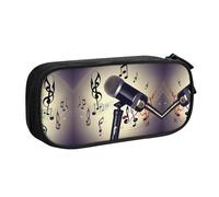 DRTGEDS Estuche para micrófono con notas musicales, estuche de gran capacidad, estuche para bolígrafos, estuche de papelería para oficina