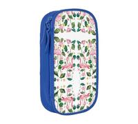 DRTGEDS Estuche redondo de hojas de flamenco, estuche multicompartimento, estuche portátil, estuche colorido para oficina, Blue, Talla única, Deportivo