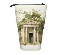 DRTGEDS Estuche telescópico con diseño de edificio antiguo con rama de olivo romano y griego, estuche organizador con cremallera