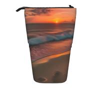 DRTGEDS Estuche telescópico para lápices, diseño de atardecer en la playa, organizador de papelería con cremallera