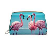 DRTGEDS Flamingo Beach - Neceser de viaje, bolsa de maquillaje para bolso, bolsa de maquillaje de viaje, mini bolsa de cosméticos para mujer, color blanco, talla única, White, Talla única