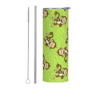 DRTGEDS Green Clever Monkey - Taza de viaje, vaso aislado de acero inoxidable con tapa y pajita, regalo para mujer y hombre