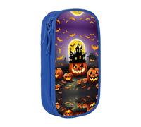 DRTGEDS Happy-Halloween-Day-Trick-or-Treat - Estuche para lápices estético, estuche para lápices de colores con cremallera, almacenamiento de papelería Kawaii, Blue, Talla única, Deportivo